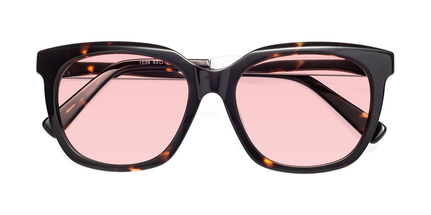 Folded Front of Talent in Tortoise with Light Garnet Tinted Lenses