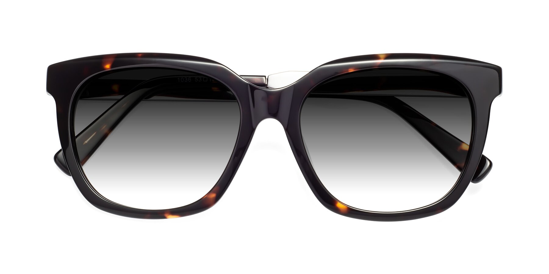 Folded Front of Talent in Tortoise with Gray Gradient Lenses