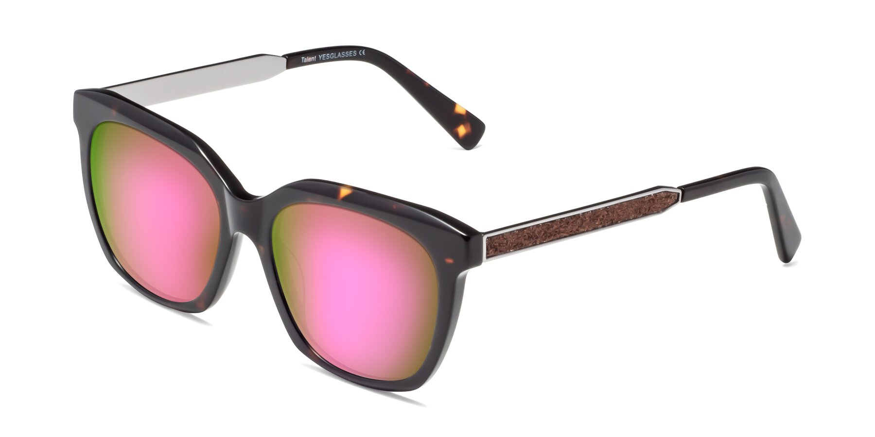 Angle of Talent in Tortoise with Pink Mirrored Lenses