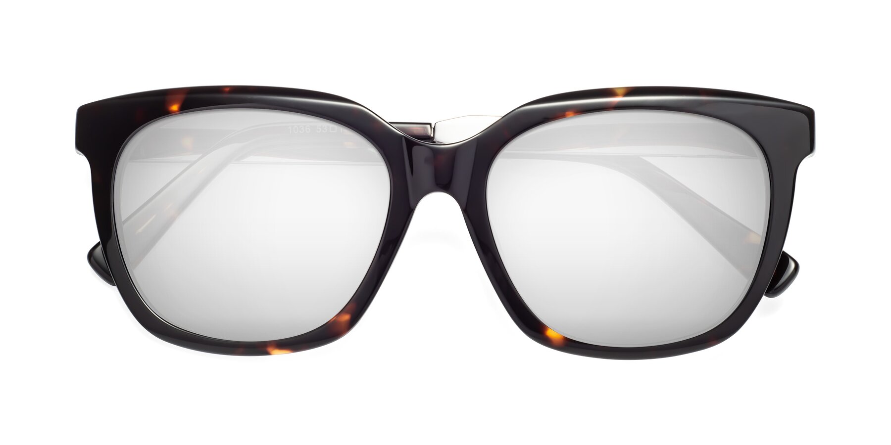 Folded Front of Talent in Tortoise with Silver Mirrored Lenses