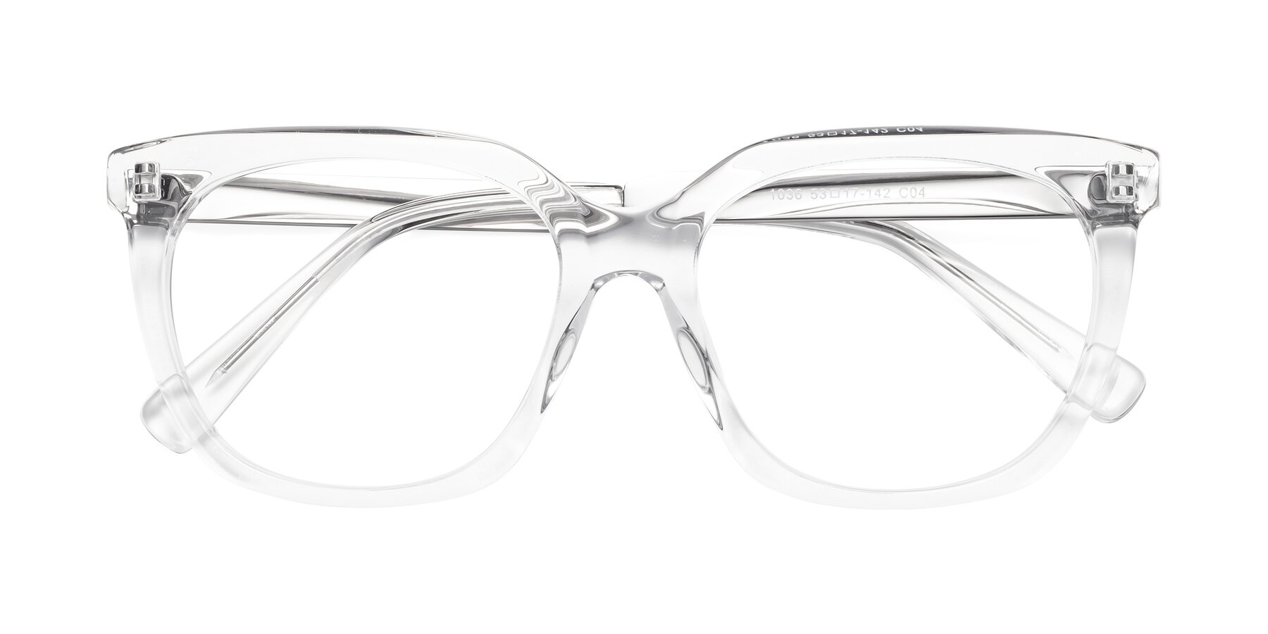 Folded Front of Talent in Clear with Clear Eyeglass Lenses