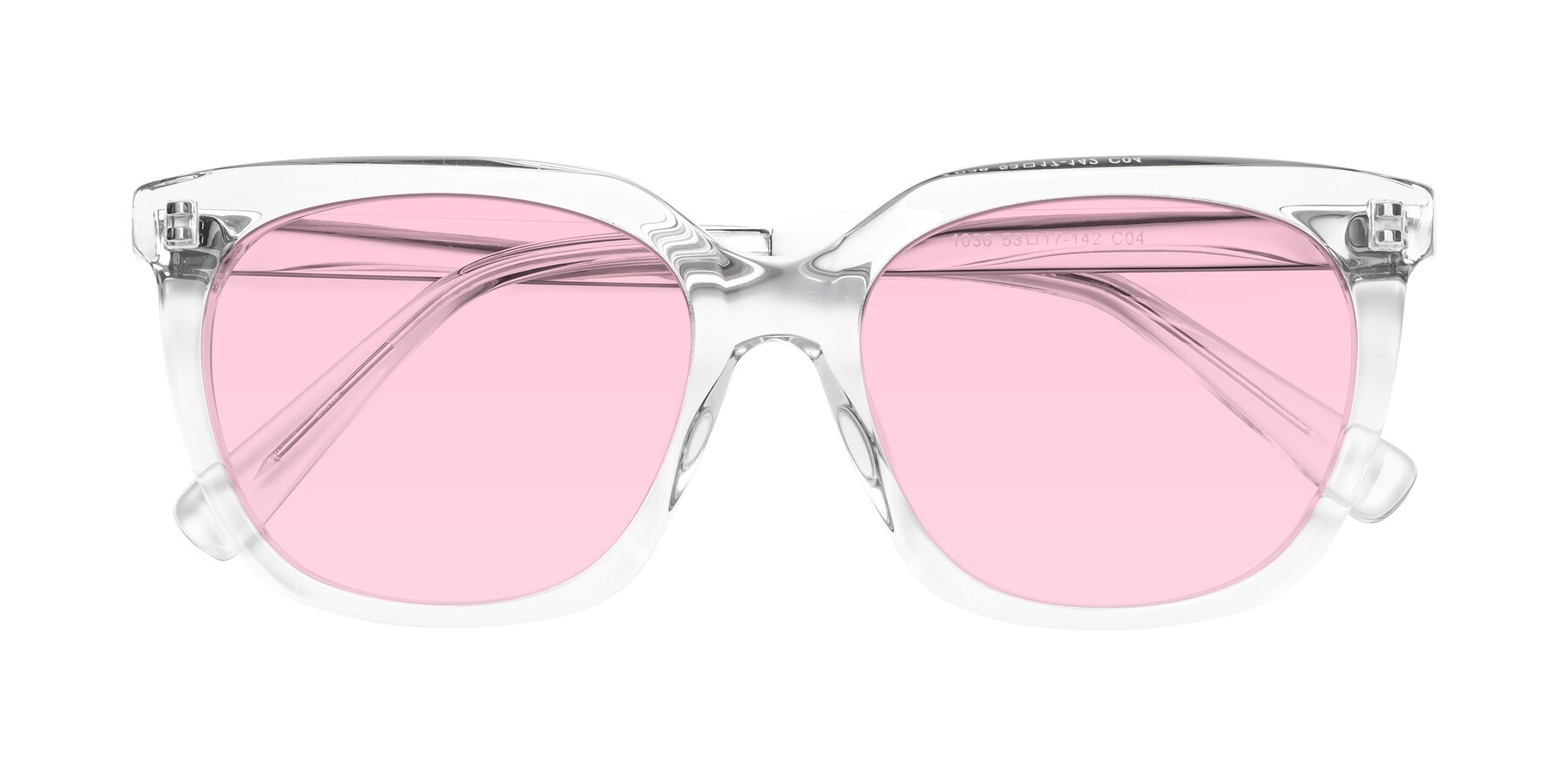 Folded Front of Talent in Clear with Light Pink Tinted Lenses