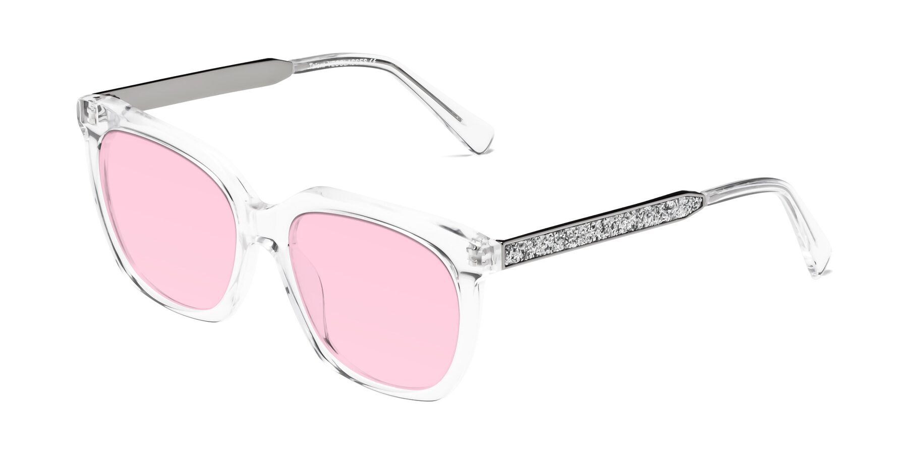 Angle of Talent in Clear with Light Pink Tinted Lenses