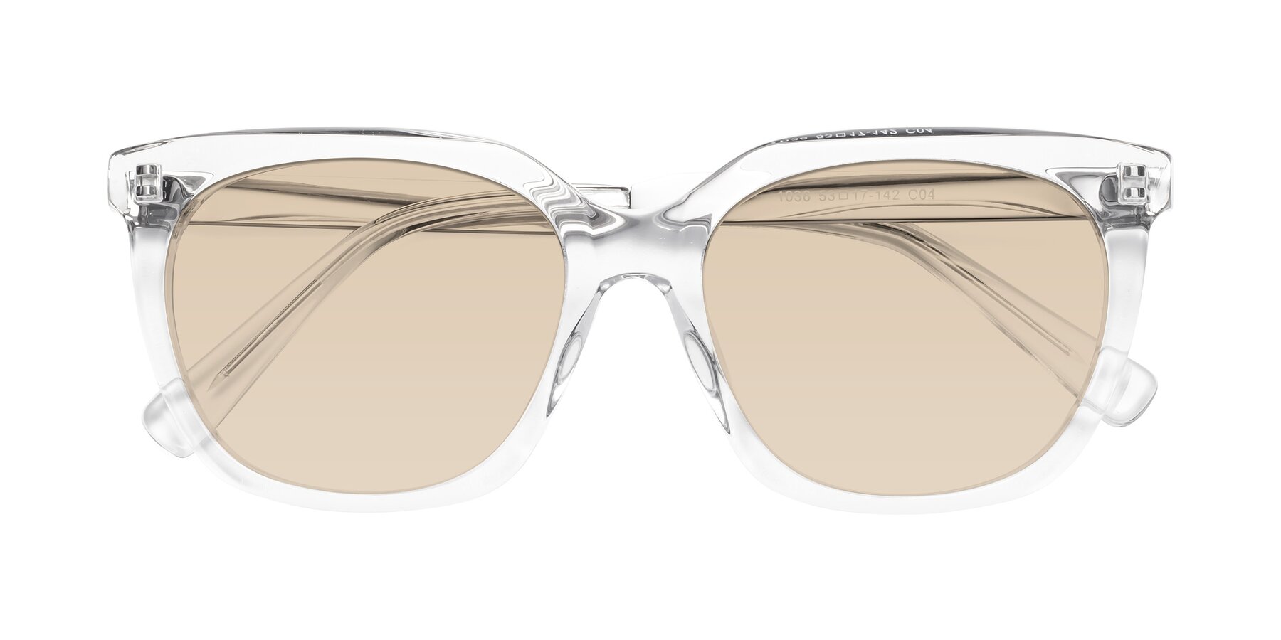 Folded Front of Talent in Clear with Light Brown Tinted Lenses
