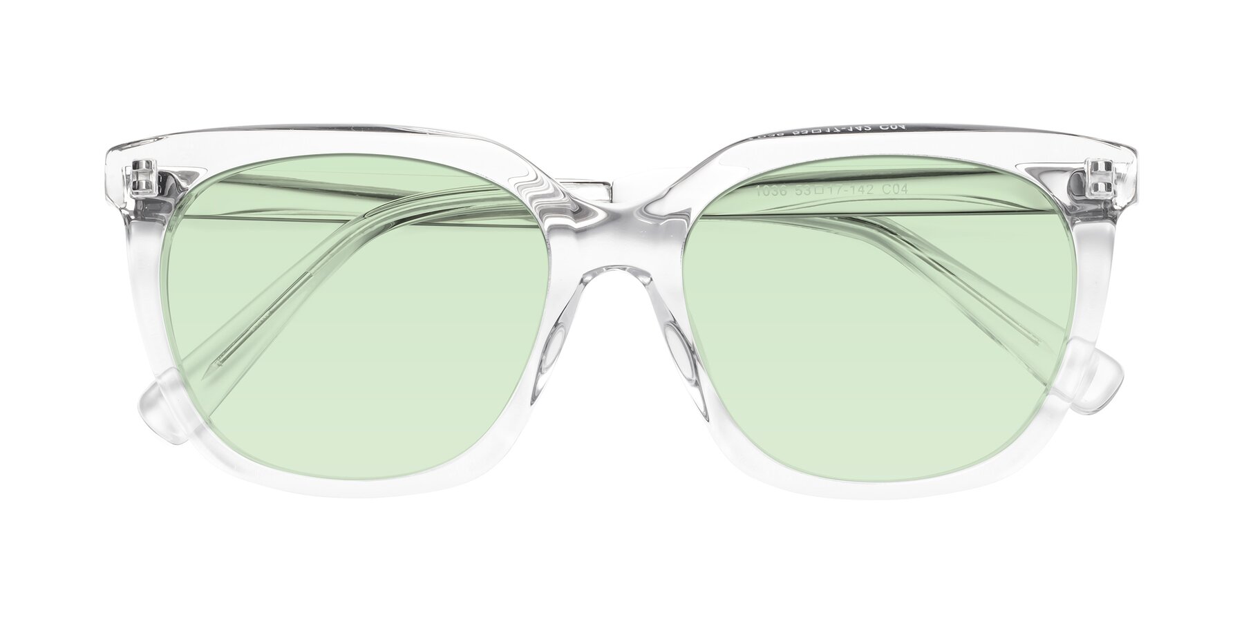 Folded Front of Talent in Clear with Light Green Tinted Lenses
