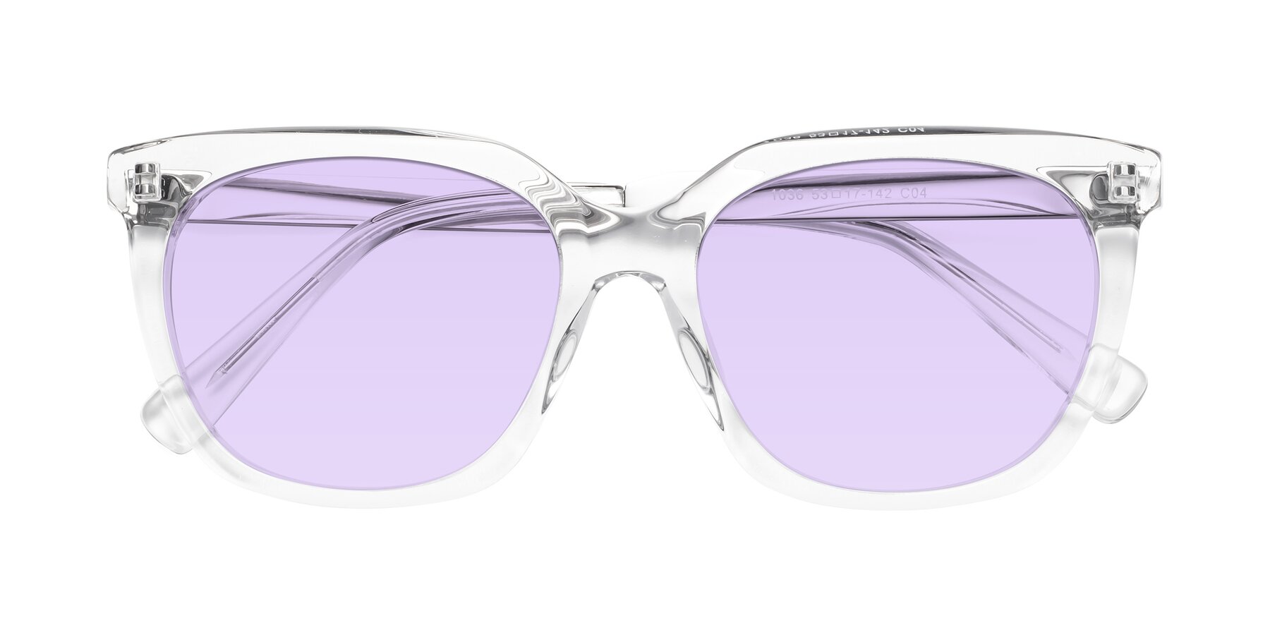 Folded Front of Talent in Clear with Light Purple Tinted Lenses