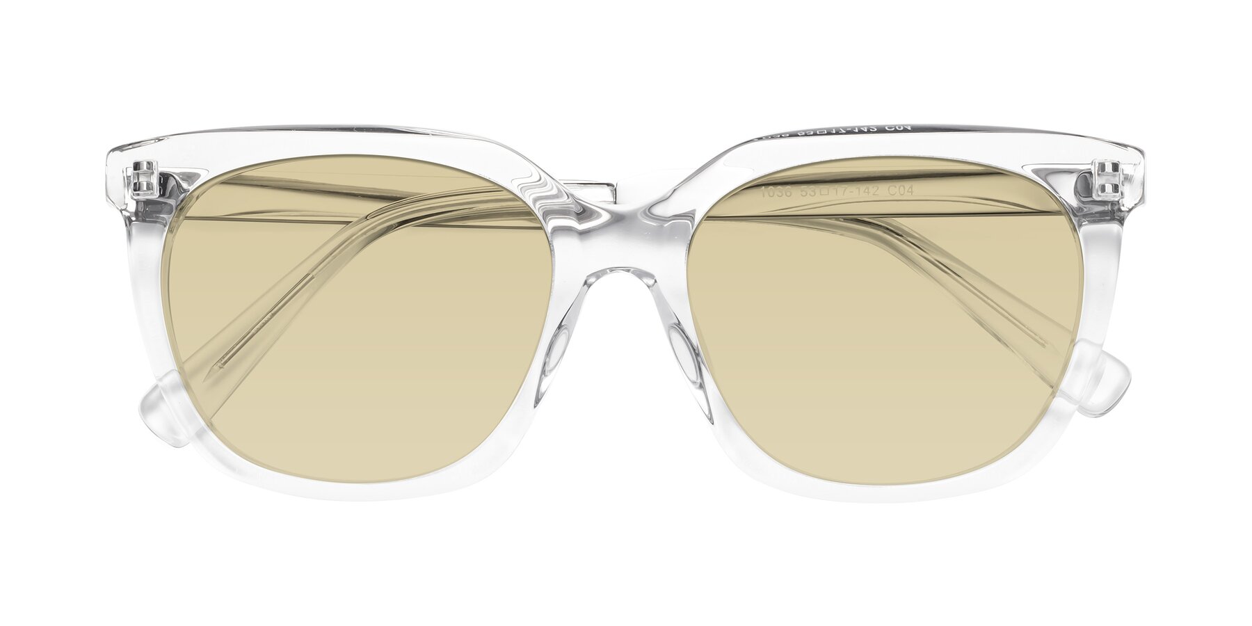 Folded Front of Talent in Clear with Light Champagne Tinted Lenses