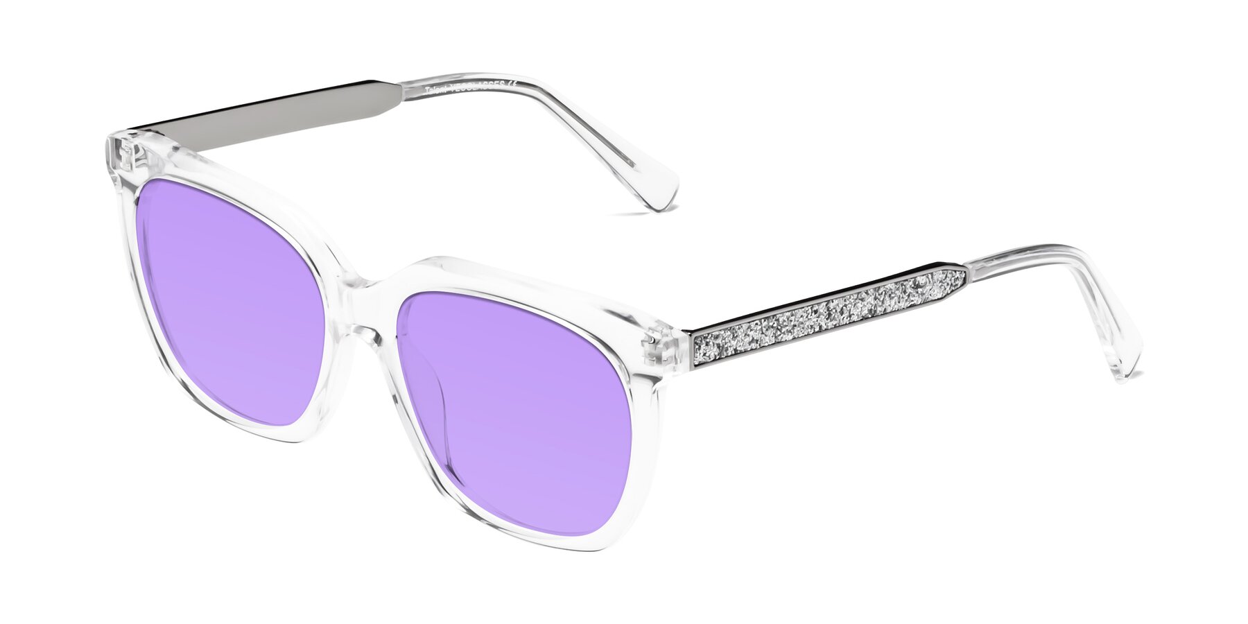 Angle of Talent in Clear with Medium Purple Tinted Lenses