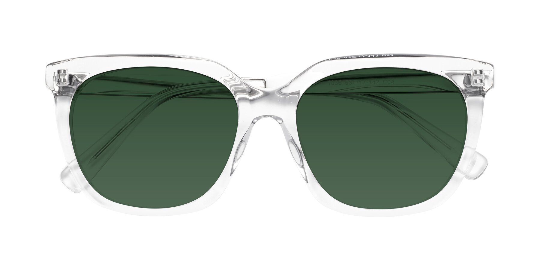 Folded Front of Talent in Clear with Green Tinted Lenses