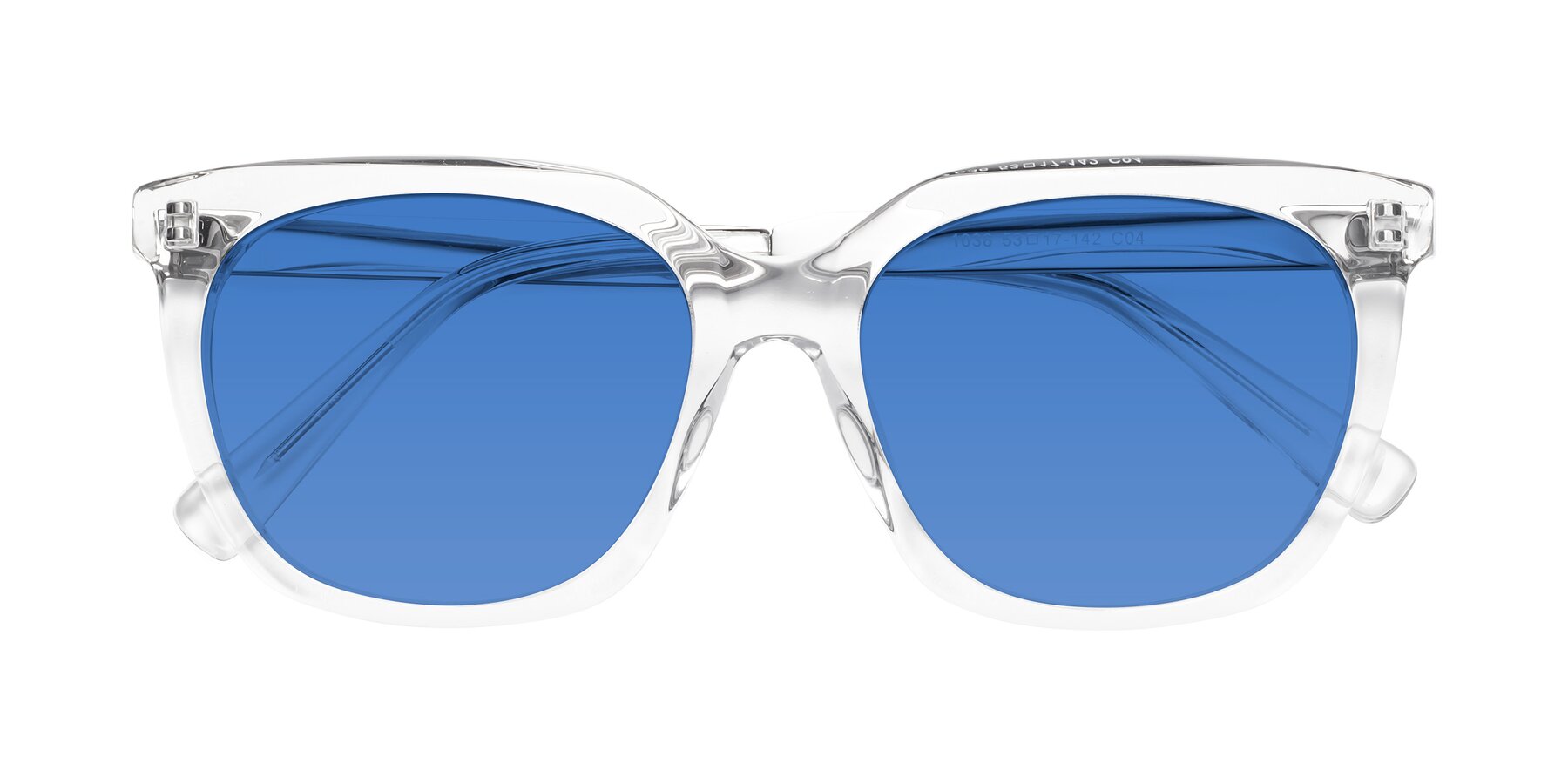 Folded Front of Talent in Clear with Blue Tinted Lenses