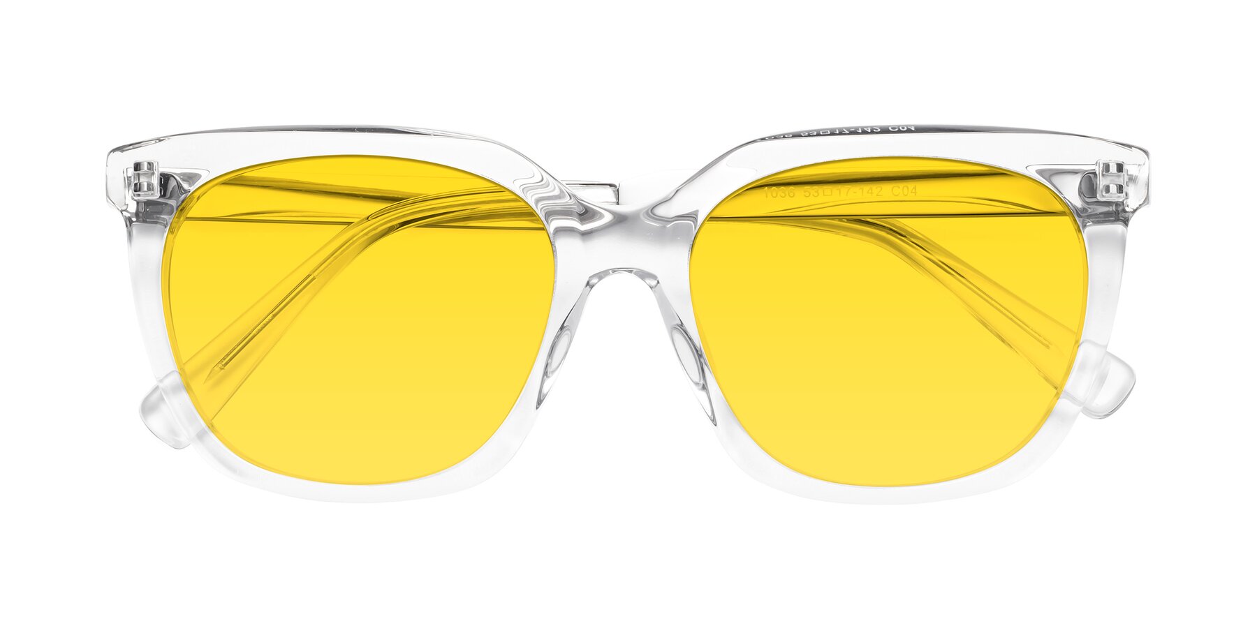 Folded Front of Talent in Clear with Yellow Tinted Lenses