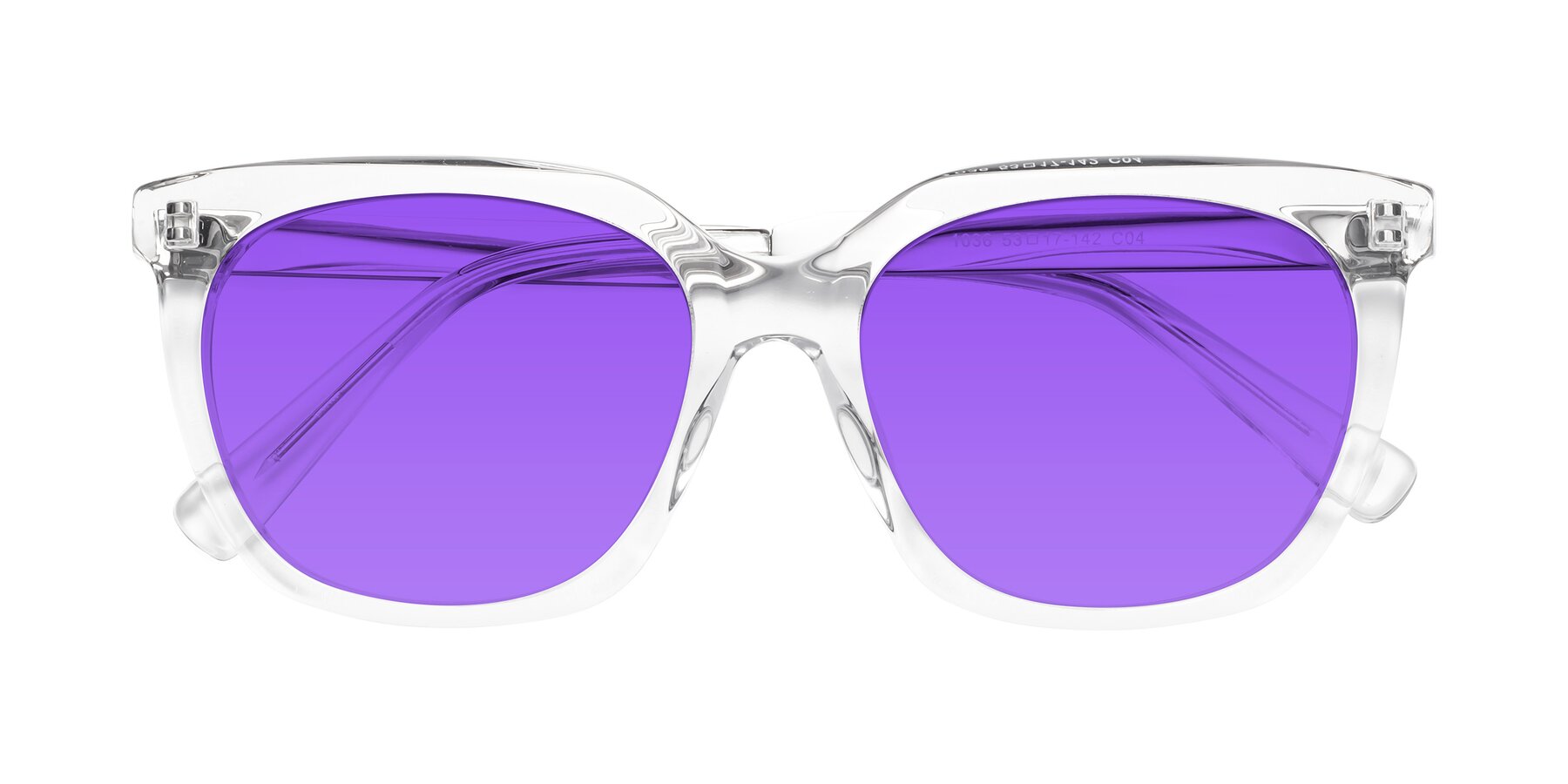 Folded Front of Talent in Clear with Purple Tinted Lenses
