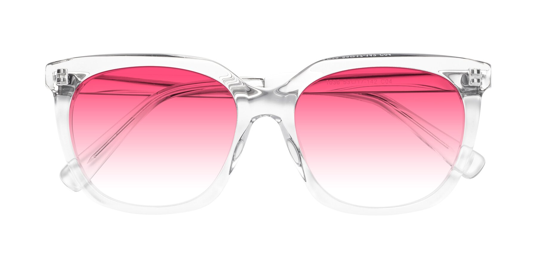 Folded Front of Talent in Clear with Pink Gradient Lenses