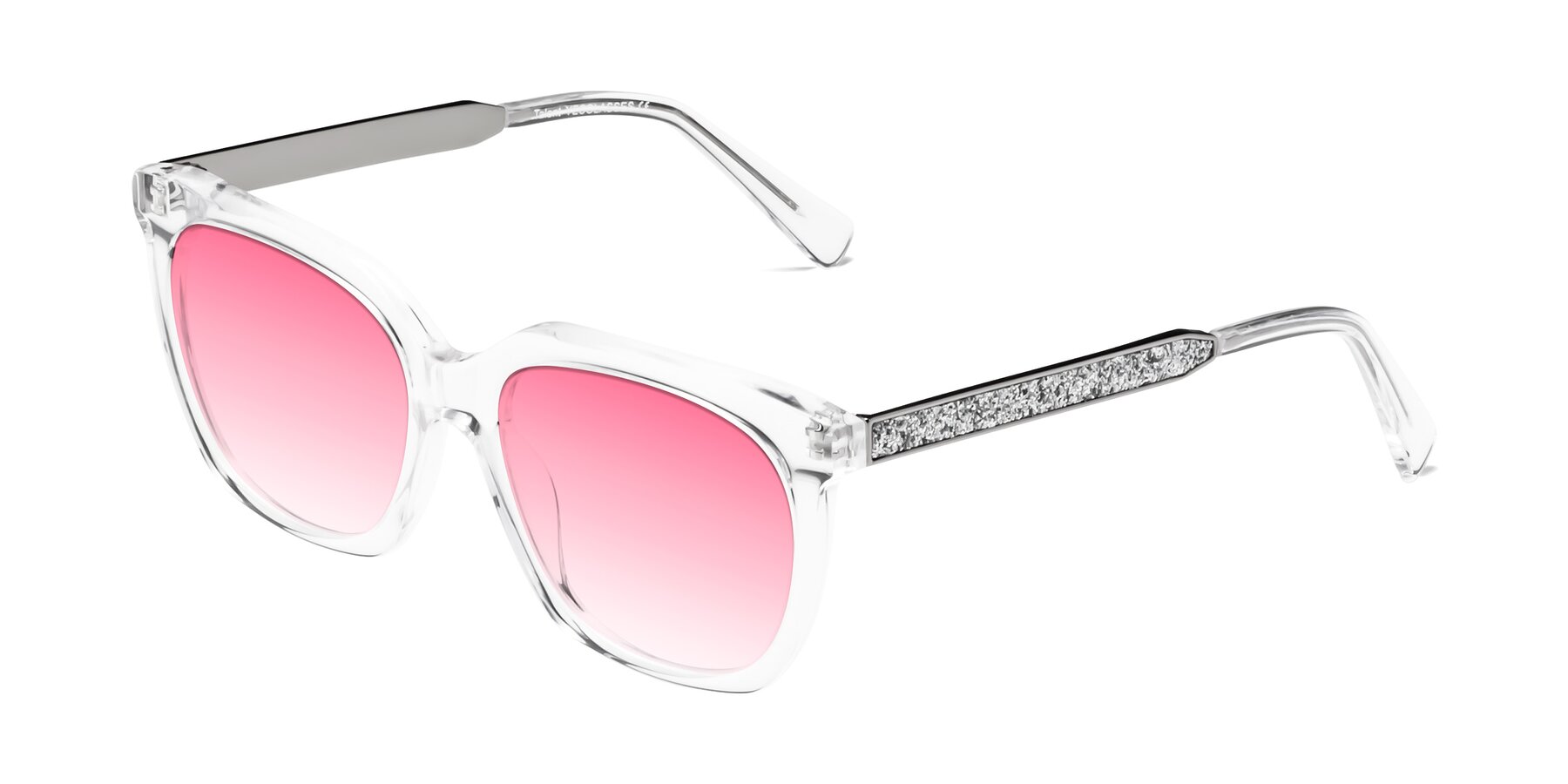 Angle of Talent in Clear with Pink Gradient Lenses