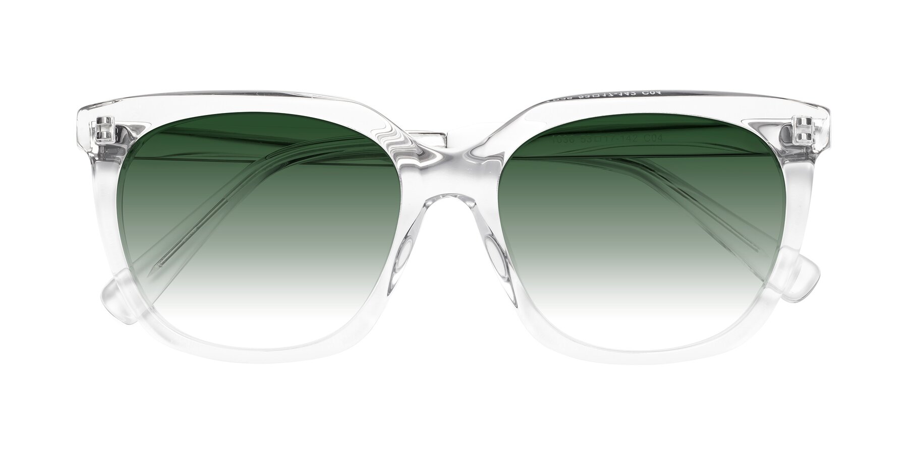 Folded Front of Talent in Clear with Green Gradient Lenses