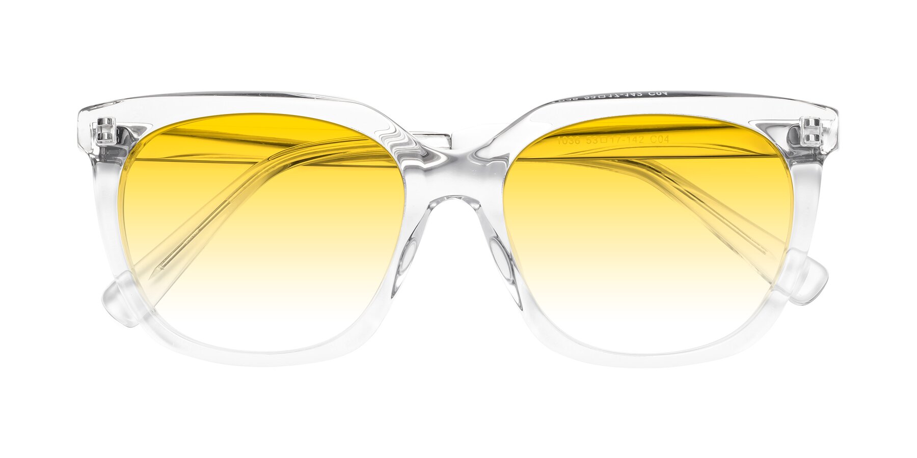 Folded Front of Talent in Clear with Yellow Gradient Lenses