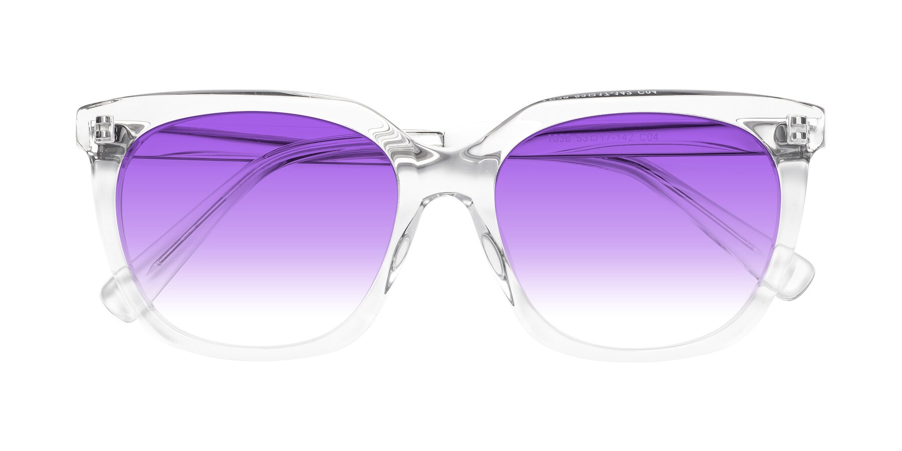 Folded Front of Talent in Clear with Purple Gradient Lenses