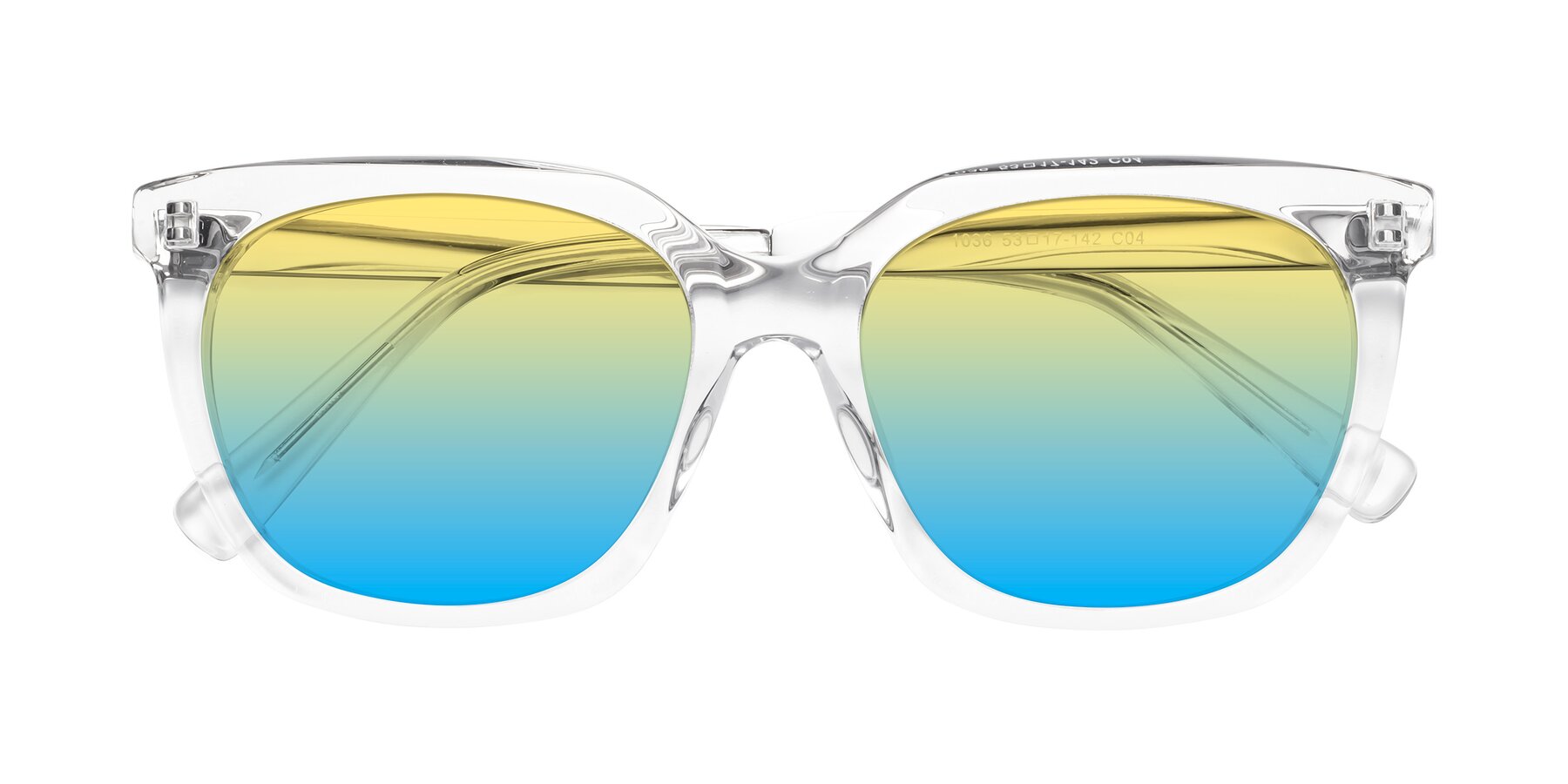 Folded Front of Talent in Clear with Yellow / Blue Gradient Lenses