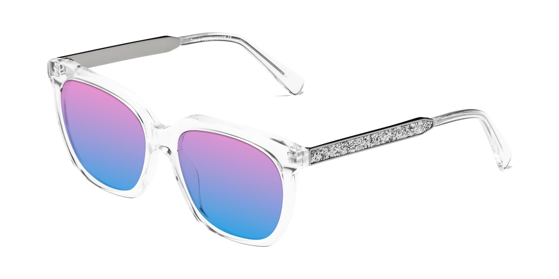 Angle of Talent in Clear with Pink / Blue Gradient Lenses