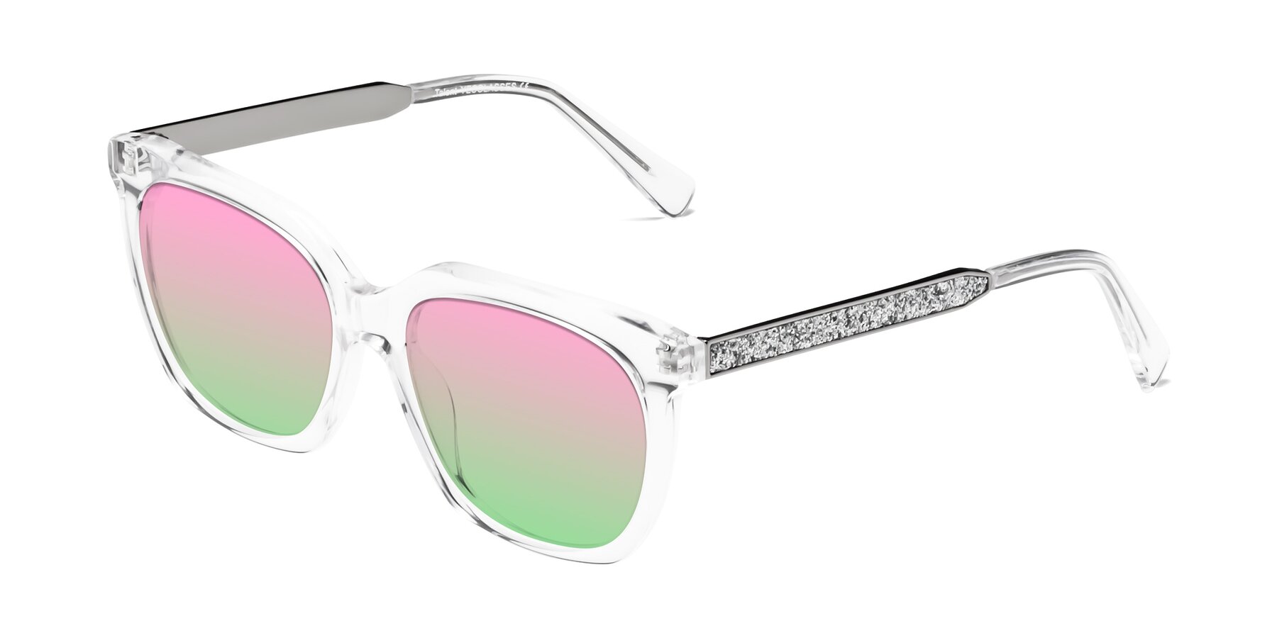 Angle of Talent in Clear with Pink / Green Gradient Lenses