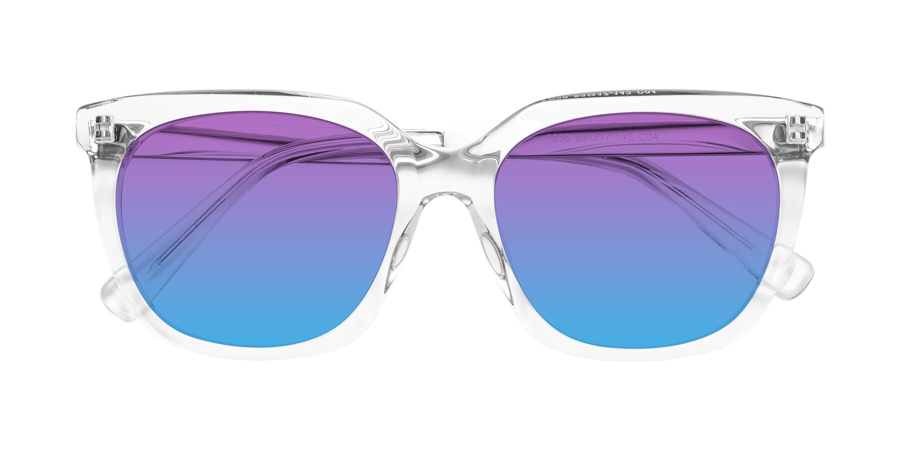 Folded Front of Talent in Clear with Purple / Blue Gradient Lenses