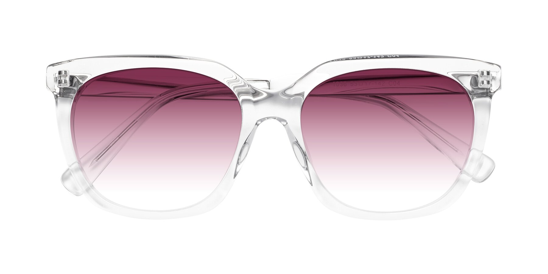 Folded Front of Talent in Clear with Wine Gradient Lenses