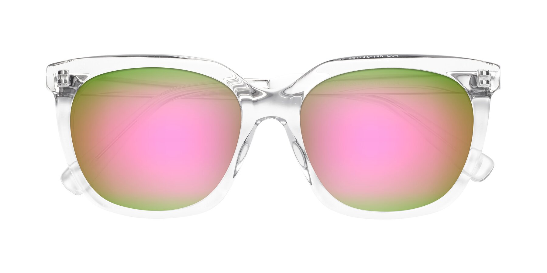 Folded Front of Talent in Clear with Pink Mirrored Lenses