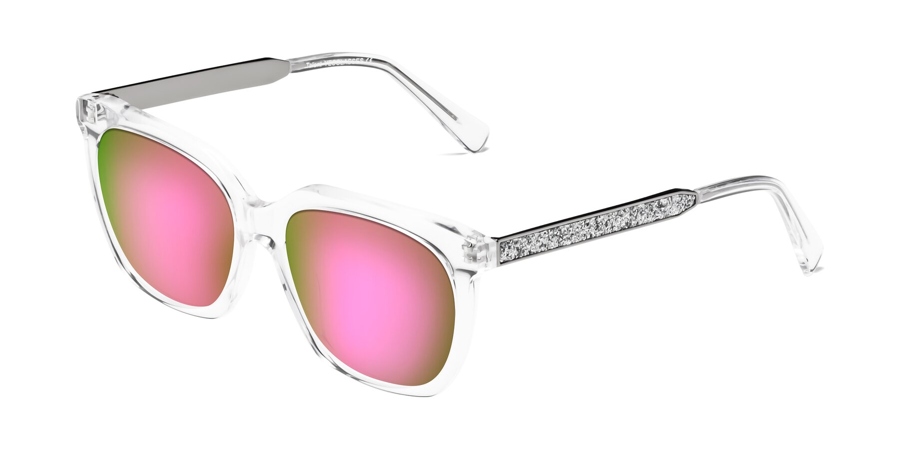 Angle of Talent in Clear with Pink Mirrored Lenses