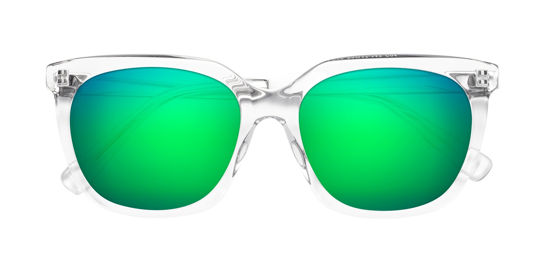 Folded Front of Talent in Clear with Green Mirrored Lenses