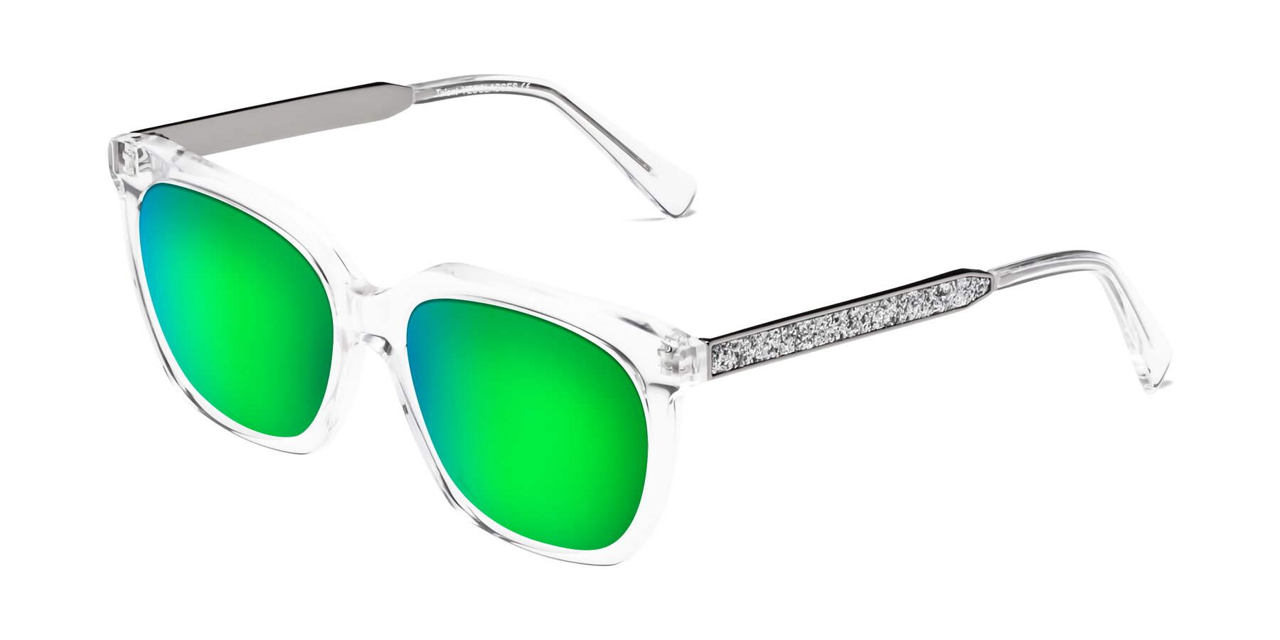 Angle of Talent in Clear with Green Mirrored Lenses