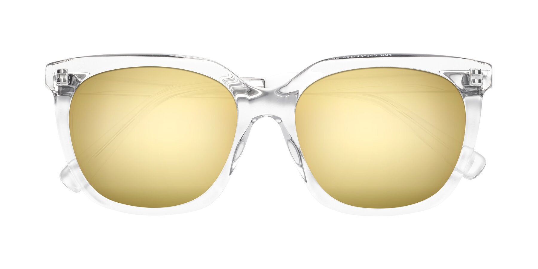 Folded Front of Talent in Clear with Gold Mirrored Lenses
