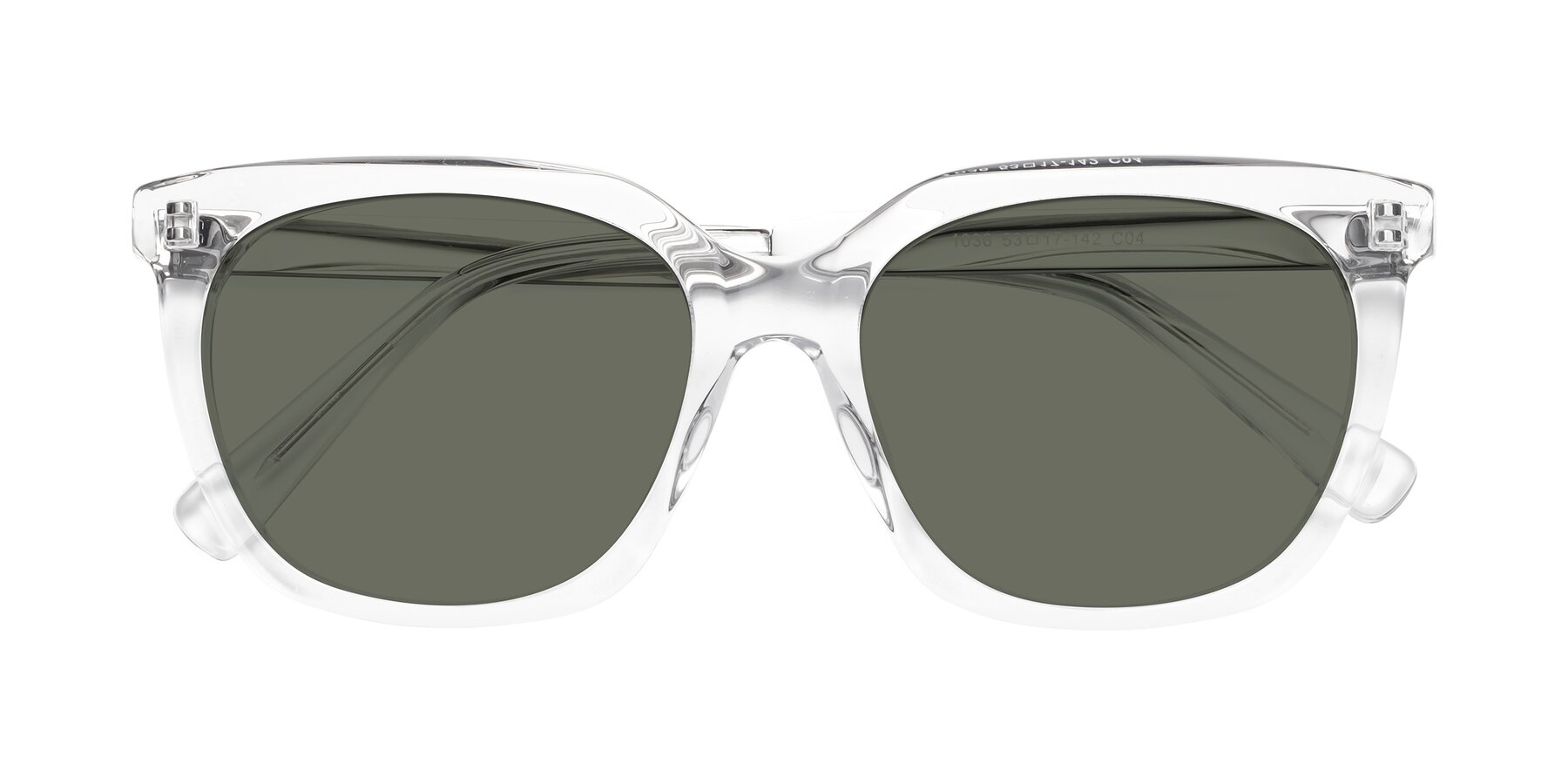 Folded Front of Talent in Clear with Gray Polarized Lenses