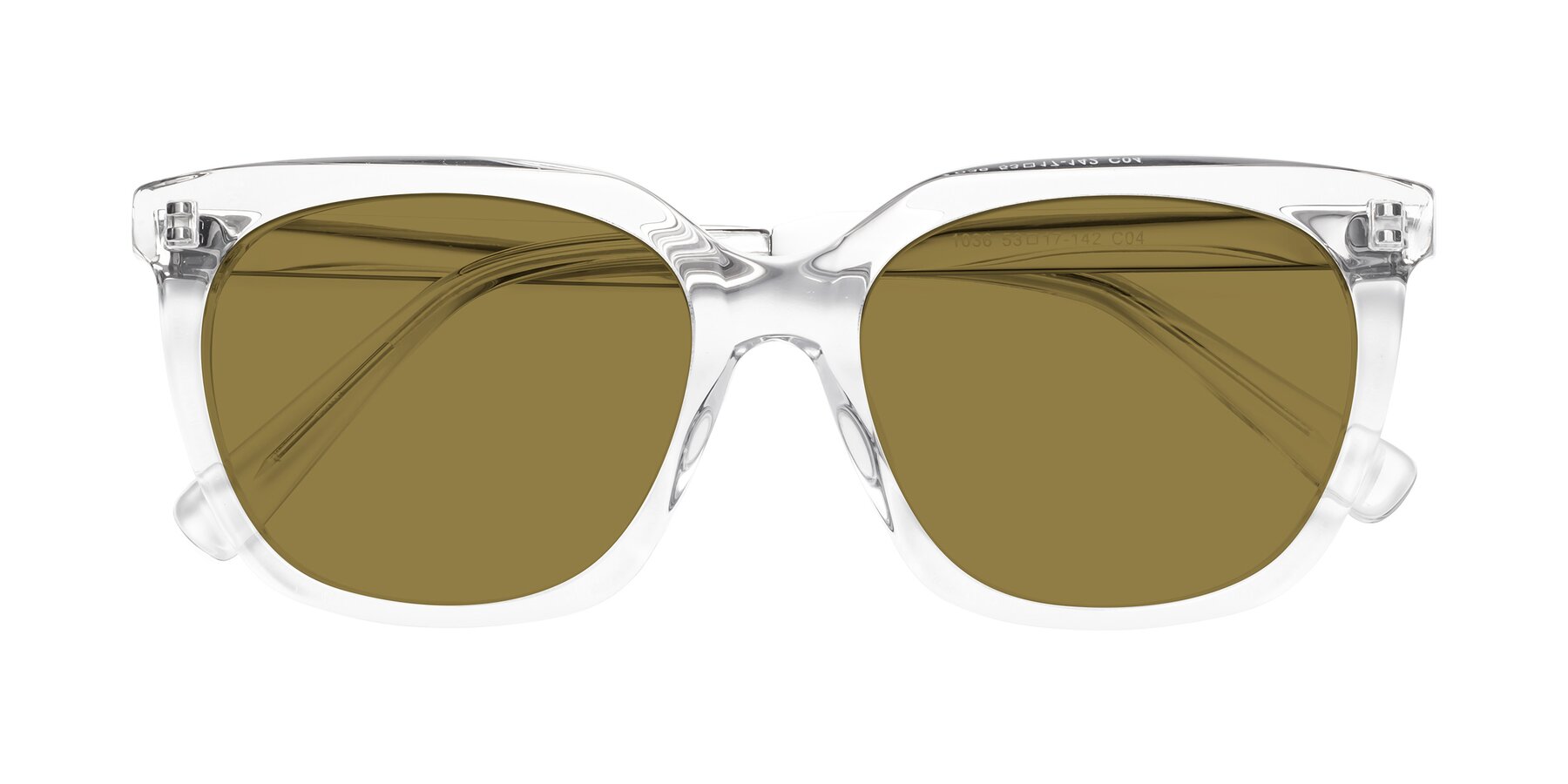 Folded Front of Talent in Clear with Brown Polarized Lenses