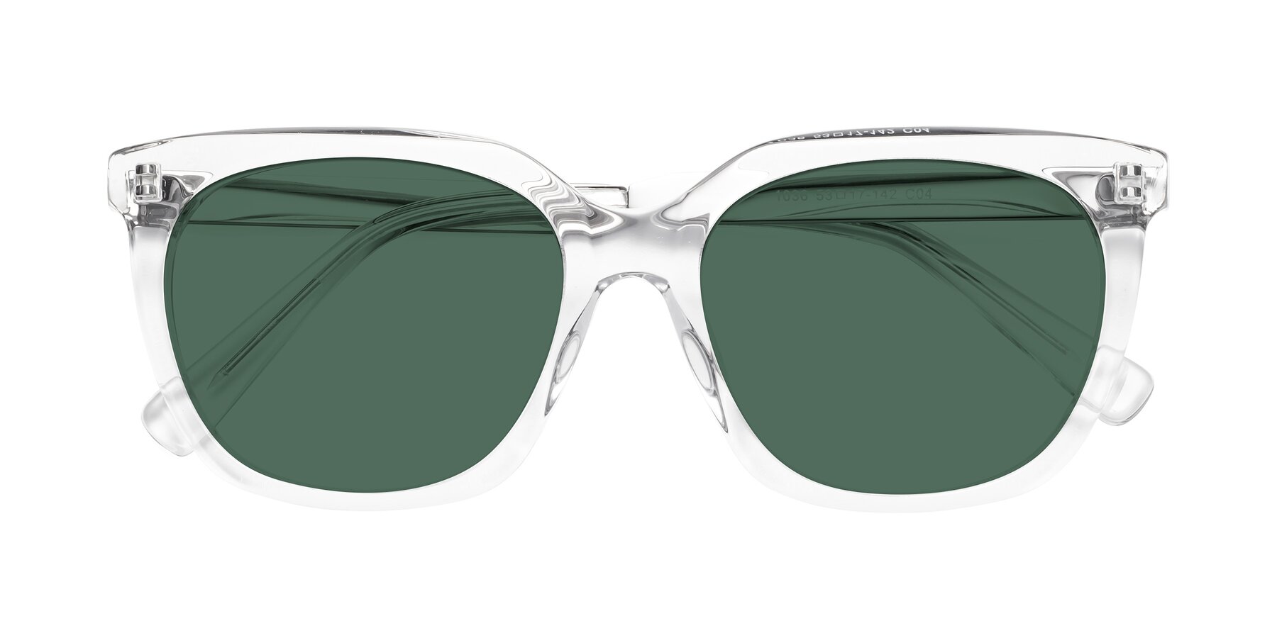 Folded Front of Talent in Clear with Green Polarized Lenses