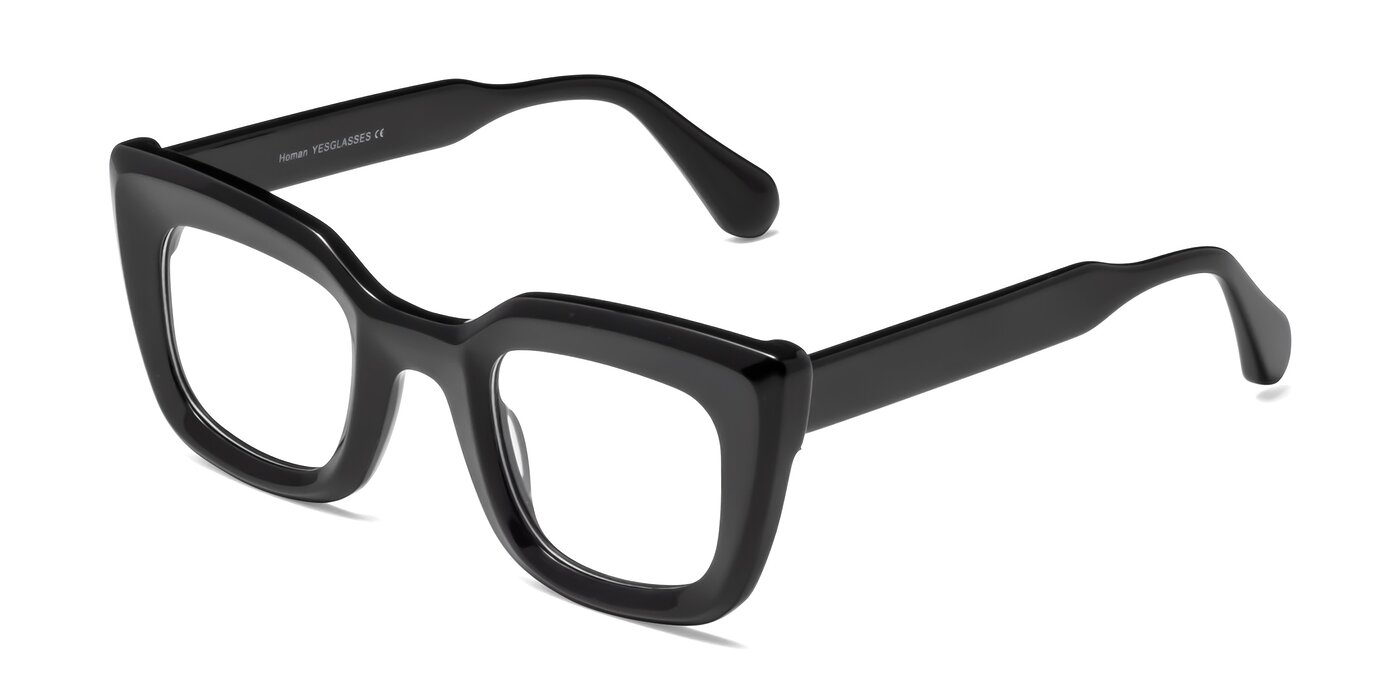 Black Horn-Rimmed Geek-Chic Butterfly Eyeglasses - Homan