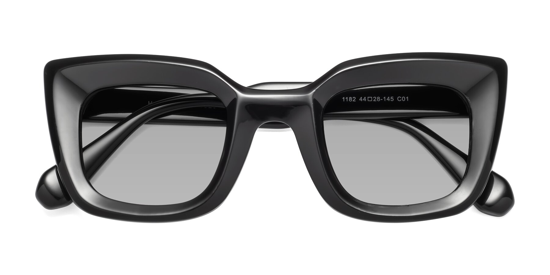 Folded Front of Homan in Black with Light Gray Tinted Lenses