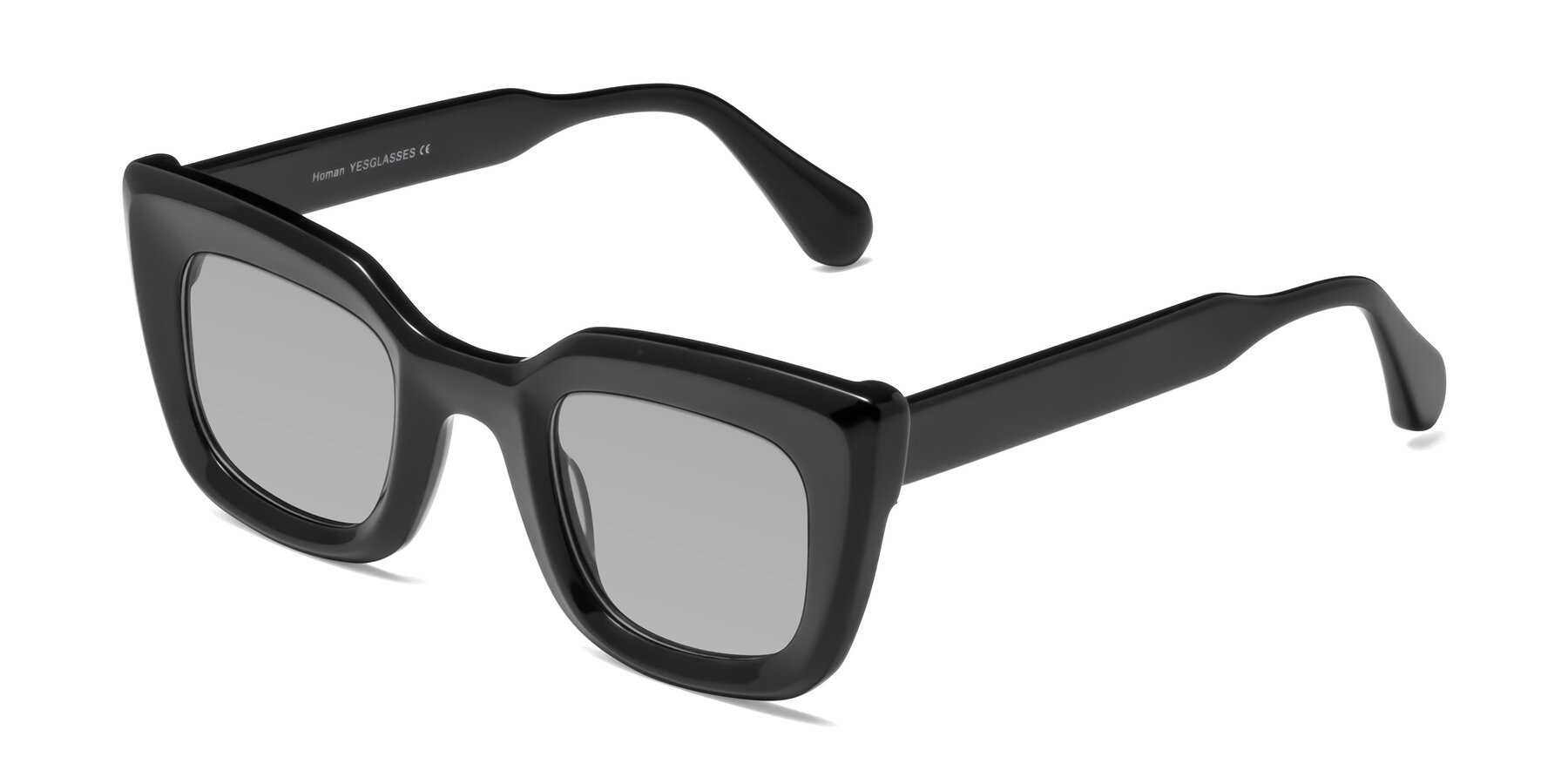 Angle of Homan in Black with Light Gray Tinted Lenses