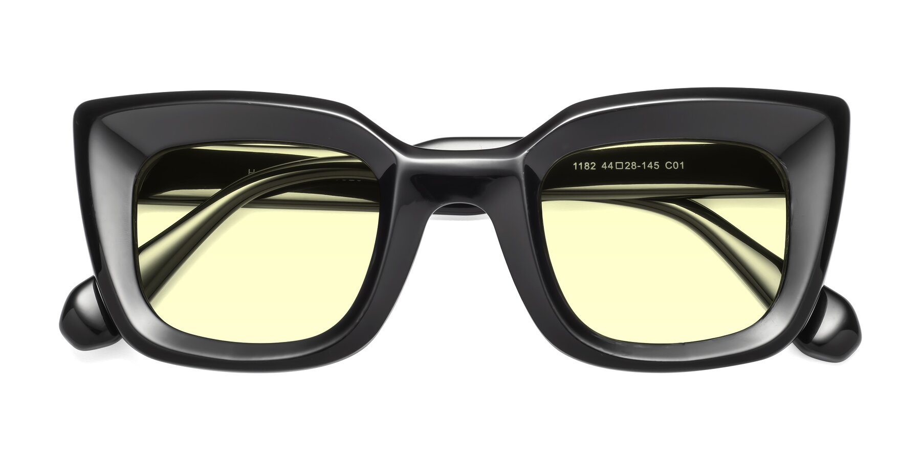 Folded Front of Homan in Black with Light Yellow Tinted Lenses