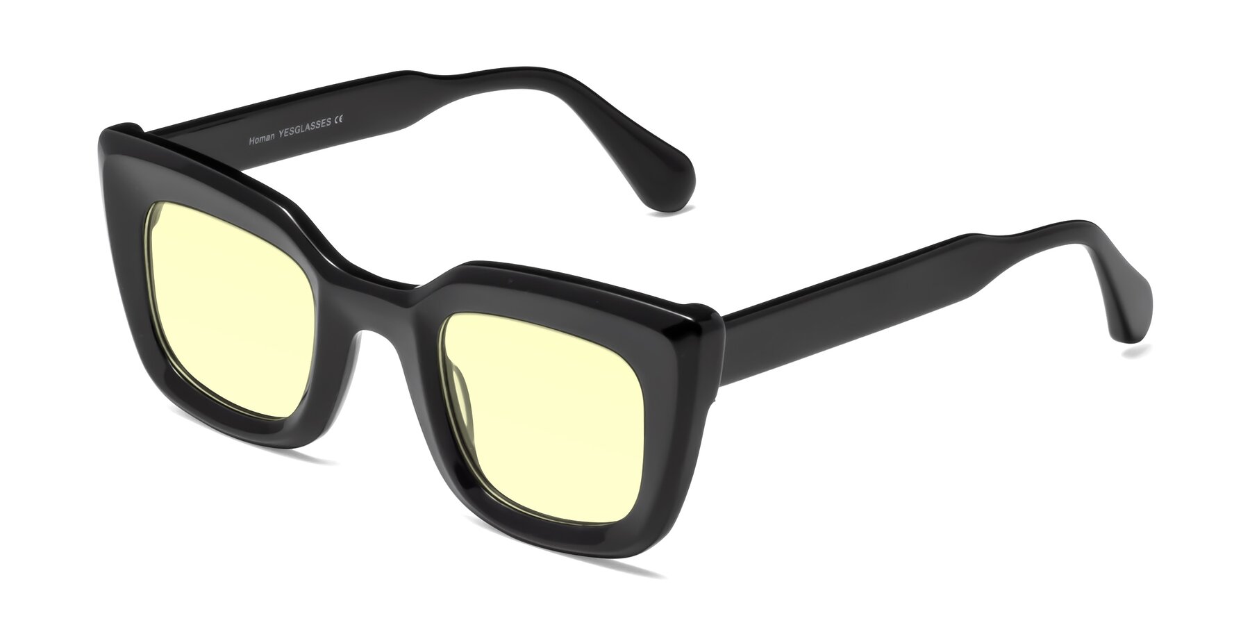 Angle of Homan in Black with Light Yellow Tinted Lenses