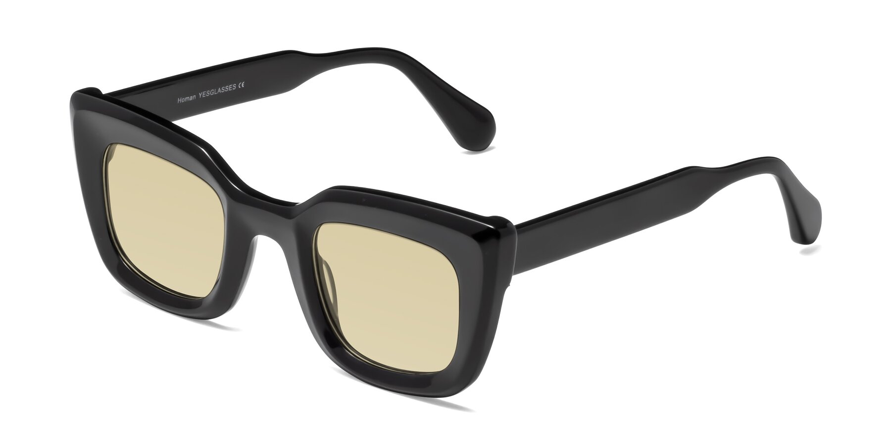 Angle of Homan in Black with Light Champagne Tinted Lenses