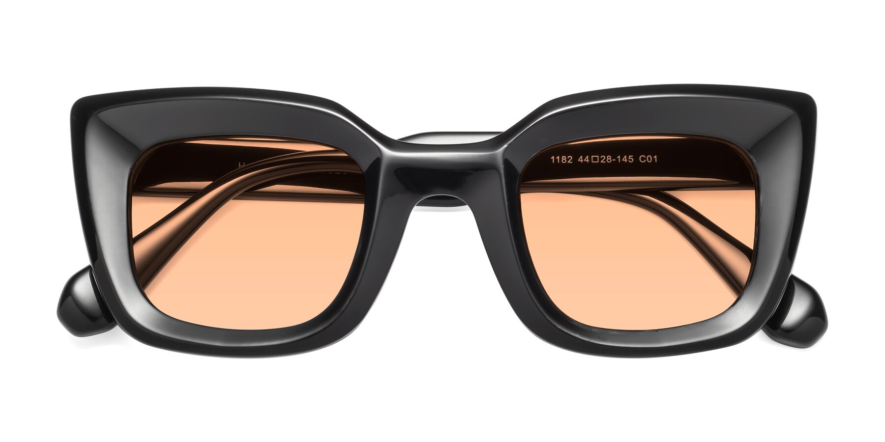 Folded Front of Homan in Black with Light Orange Tinted Lenses