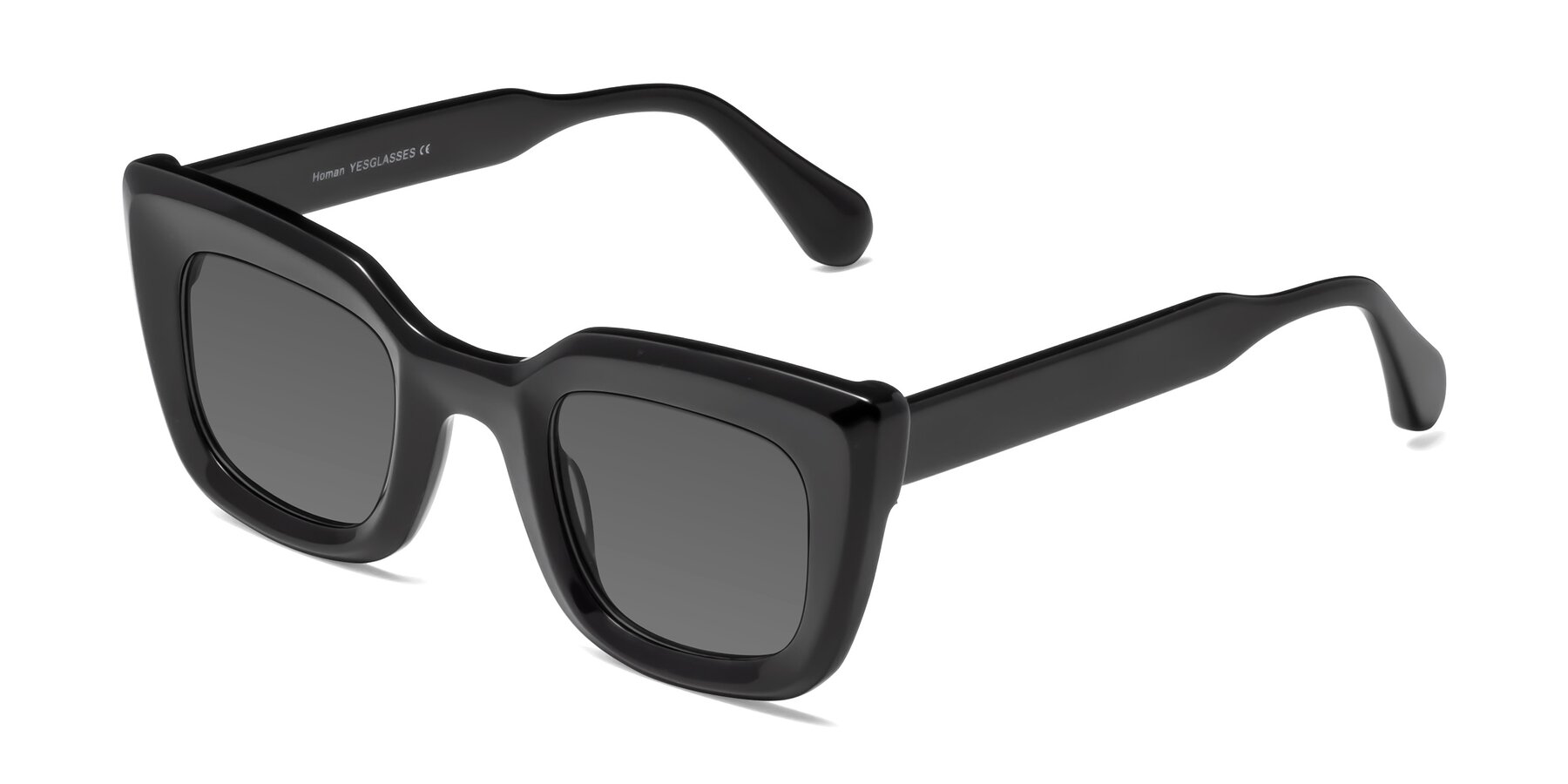 Angle of Homan in Black with Medium Gray Tinted Lenses
