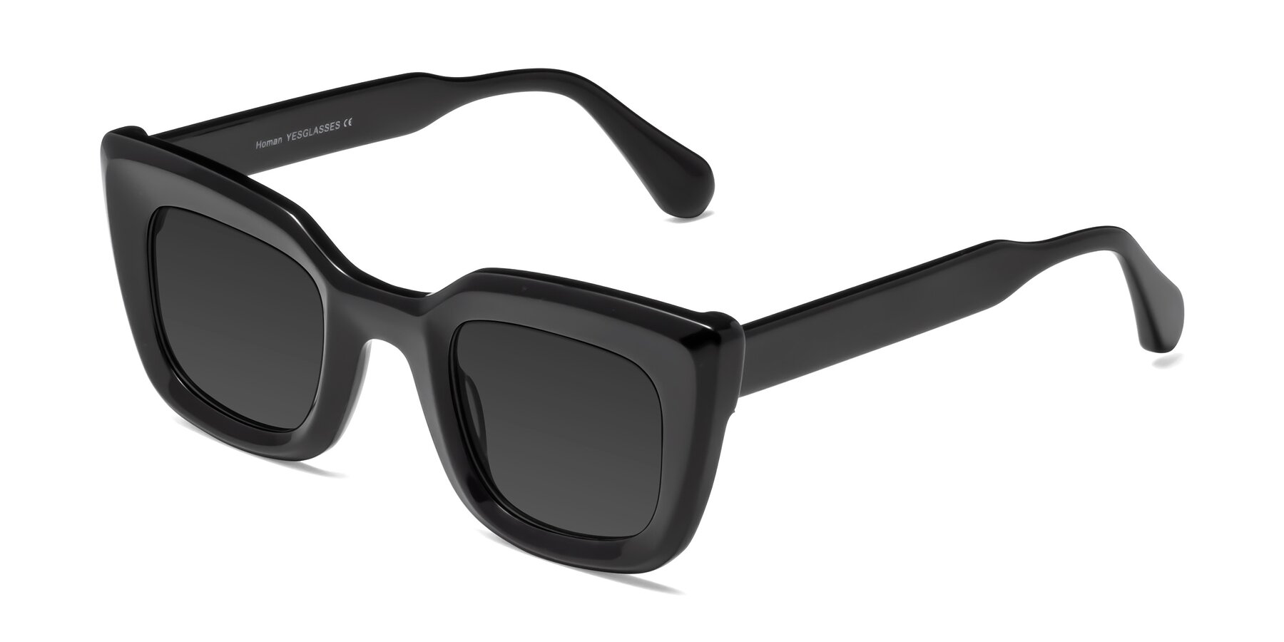 Angle of Homan in Black with Gray Tinted Lenses