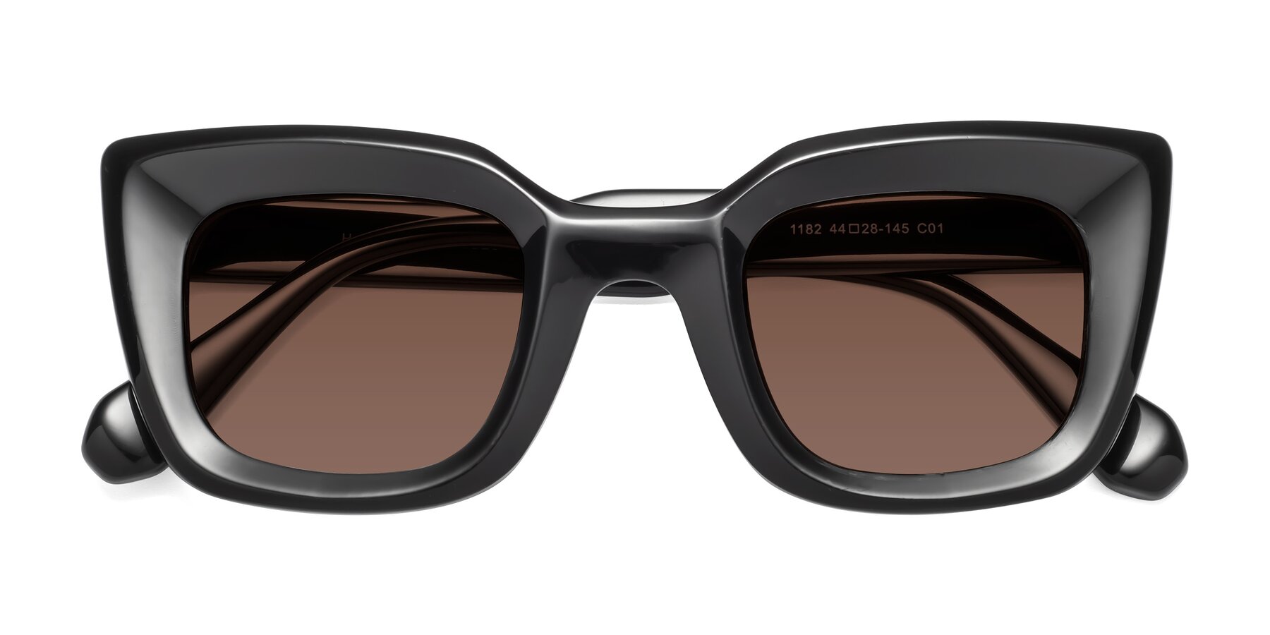 Folded Front of Homan in Black with Brown Tinted Lenses