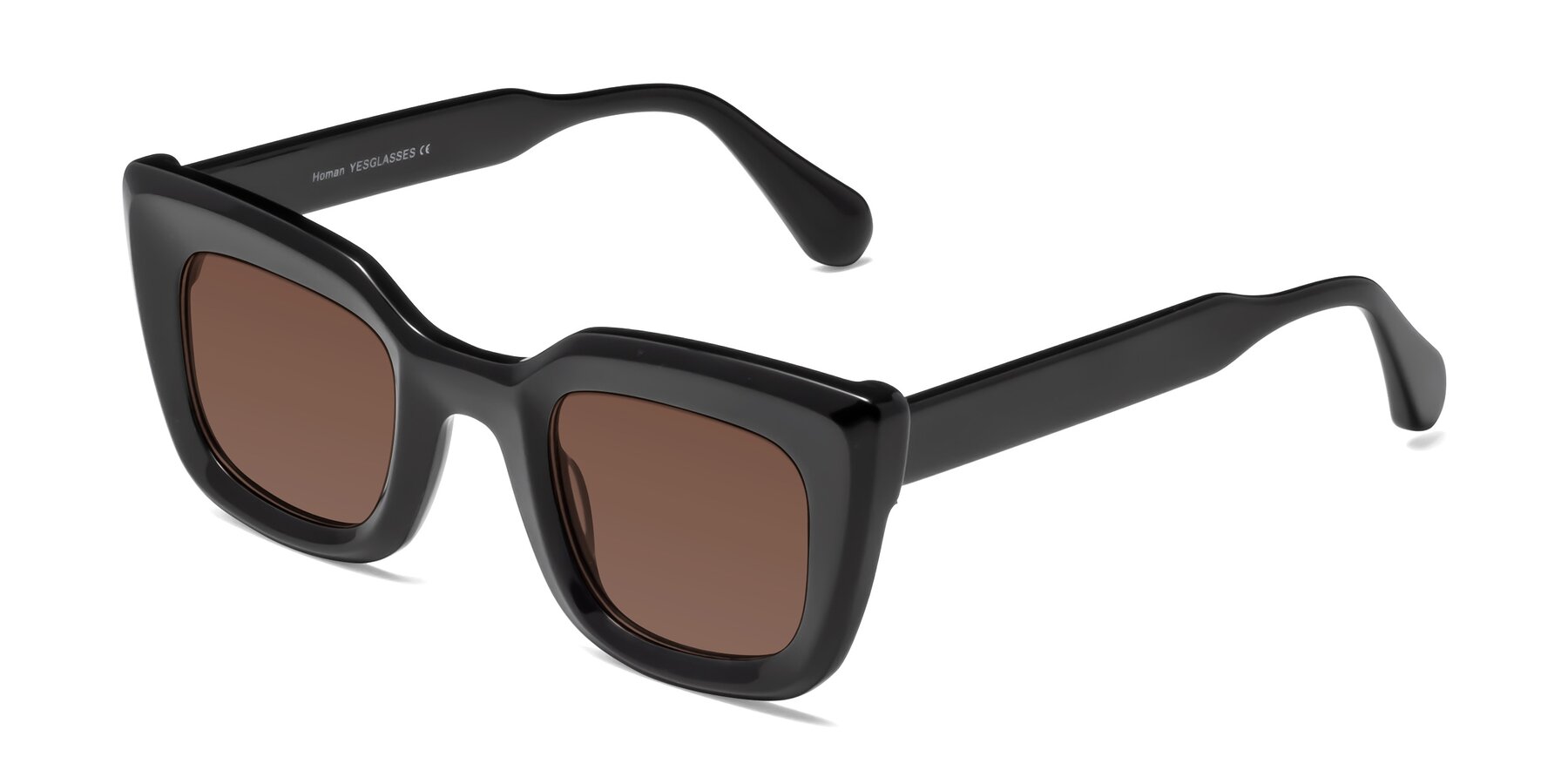 Angle of Homan in Black with Brown Tinted Lenses