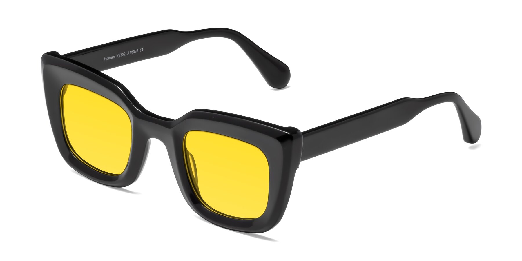 Angle of Homan in Black with Yellow Tinted Lenses