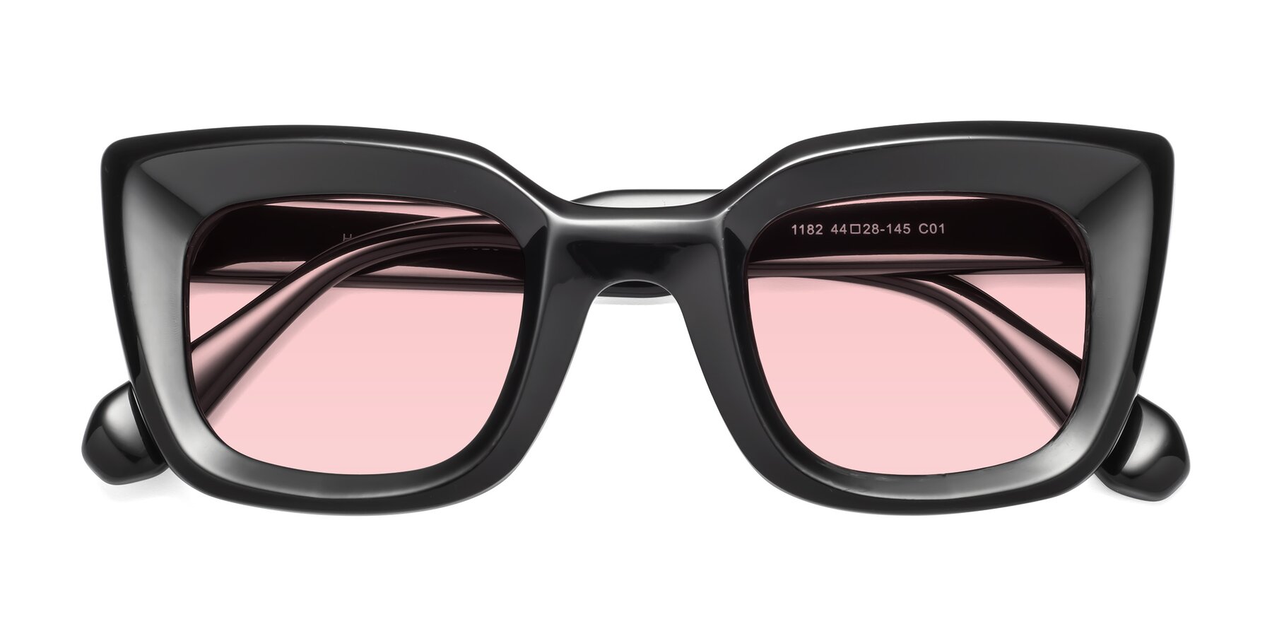 Folded Front of Homan in Black with Light Garnet Tinted Lenses