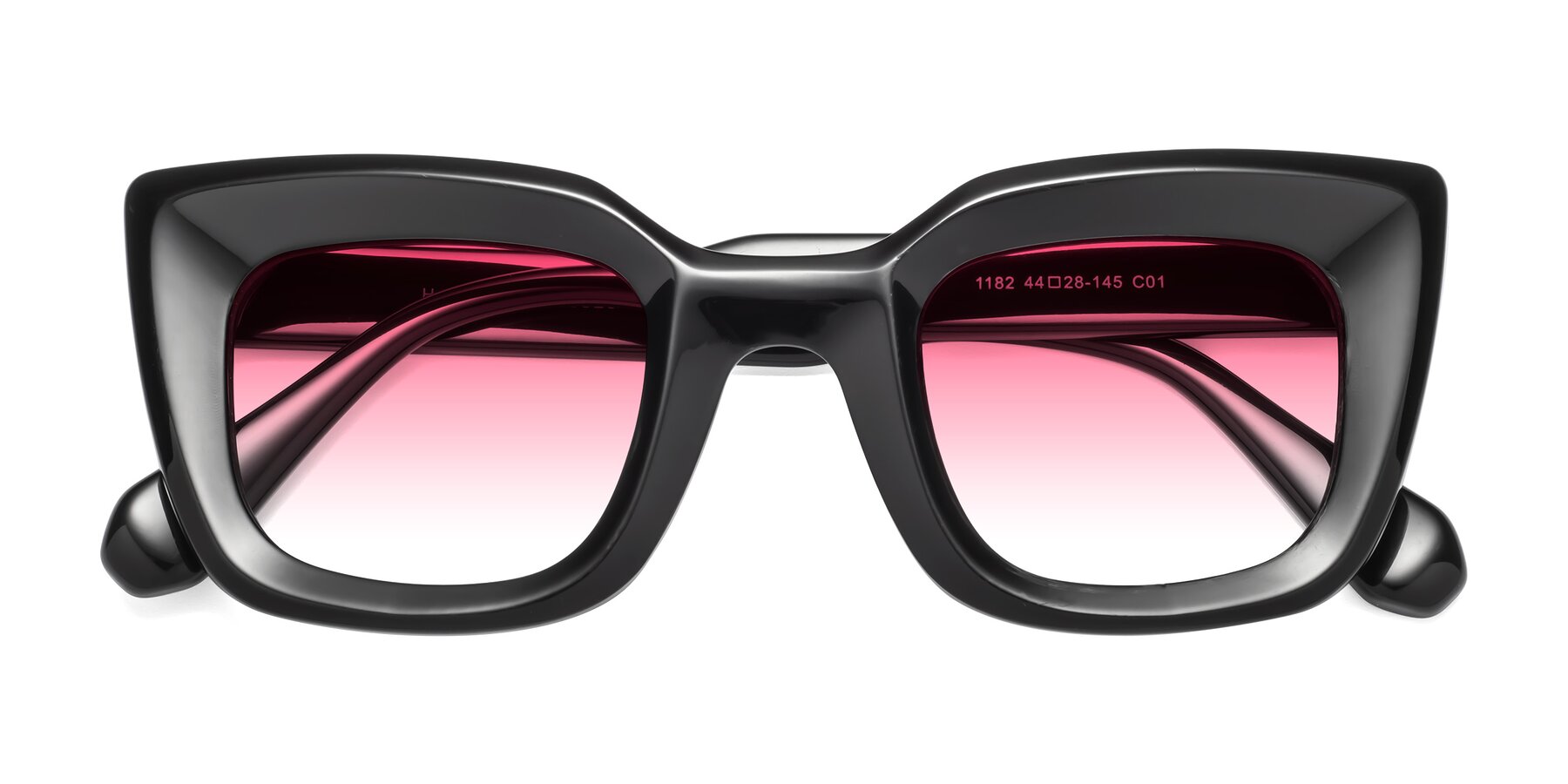 Folded Front of Homan in Black with Pink Gradient Lenses