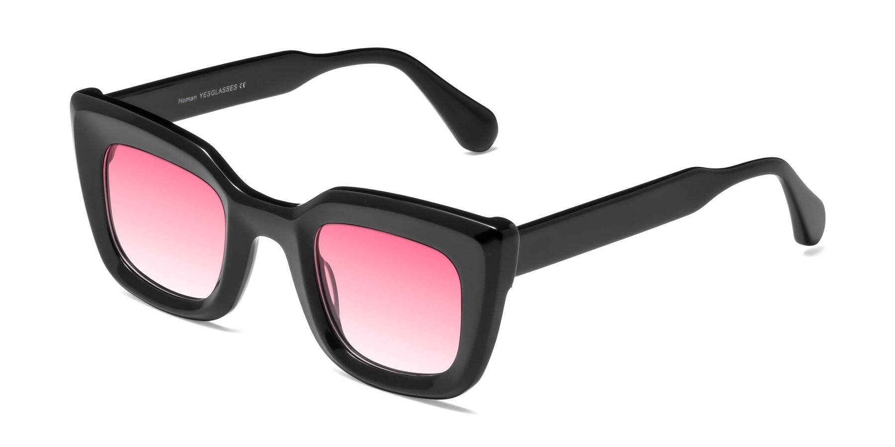 Angle of Homan in Black with Pink Gradient Lenses