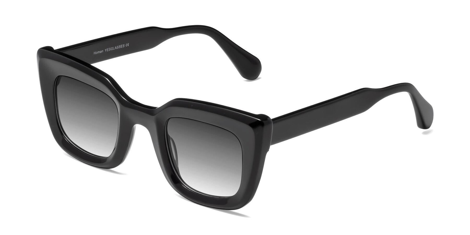 Angle of Homan in Black with Gray Gradient Lenses